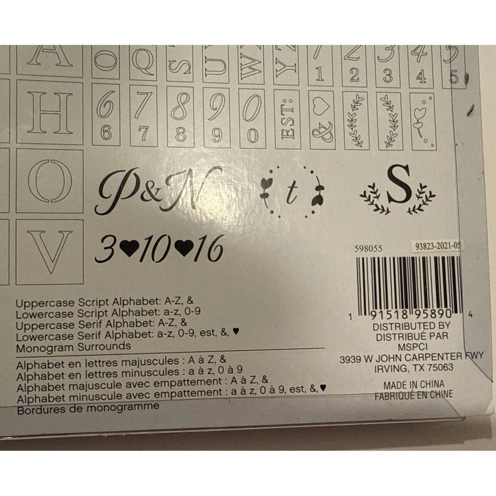 Craft smart Oversized Monogram Stencil Pack 108 Pcs. Upper Lower Case Surrounds